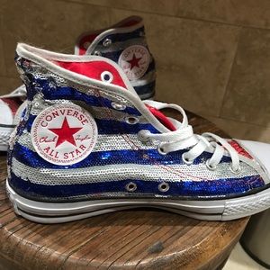 Patriotic converse sequined shoes